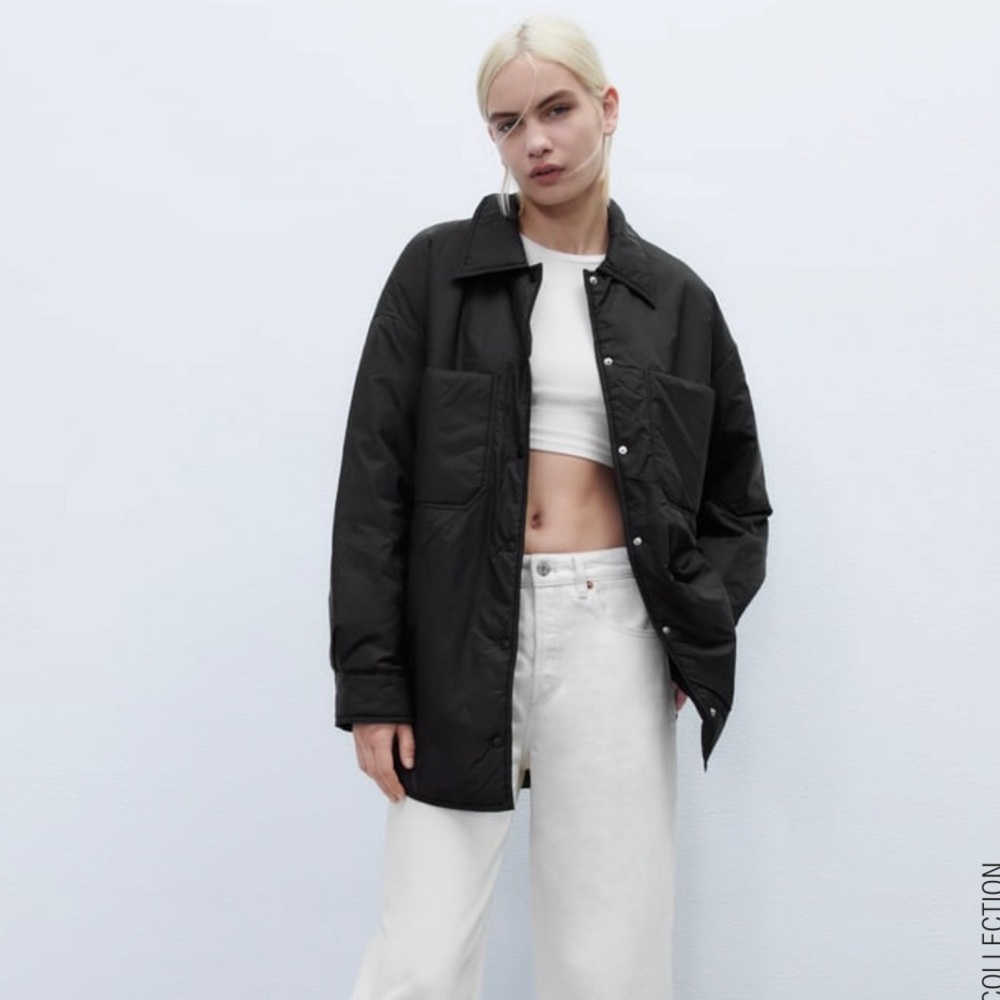 Brand New with Tags Puffy Shirt Jacket from Zara in Black size Large